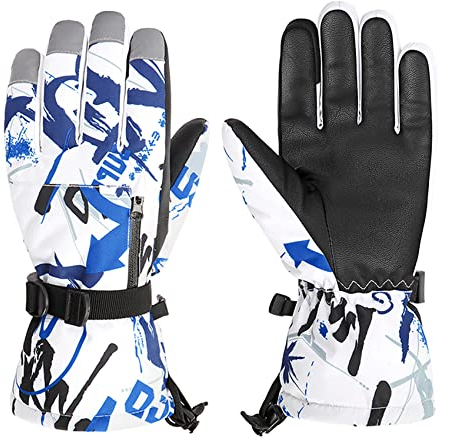 Durio Skihandschuhe für Herren und Damen Wasserdicht rutschfest Winter, Sport Winterhandschuhe zum Skifahren Snowboarden Fahrrad Laufen Klettern Wandern für Eltern-Kind-Outdoor Blau L