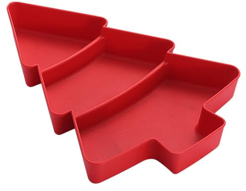 Luxshiny Christmas Tree Plates Plastic Christmas Dishes Charcuterie Board Plastic Divided Appetizer Serving Tray Christmas Tree Shaped Plates Sushi Dish Red