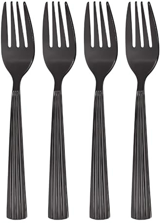 GRÄWE Cake Forks, Black, 4-Piece Dessert Fork Set, Small Forks, Dishwasher Safe, Pastry Forks, Fruit Forks, Stainless Steel, Athens Series