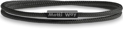 Motti Way Braccialetti Uomo Donne Magnetico Nautici Corda Nero, Unisex Bracciale Impermeabile Marinaio, Taglia S