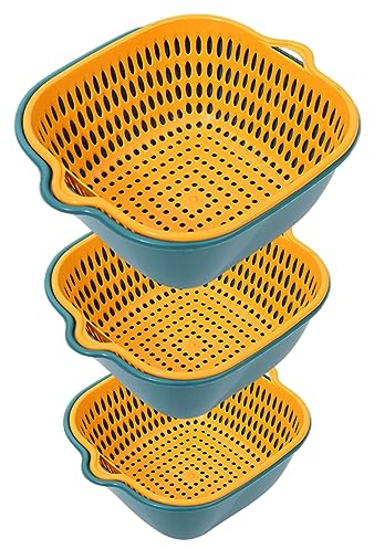 Generic Set di 6 scolapasta in plastica, a doppio strato, scolapasta, lavelli, colino, colino e lavaggio frutta e verdura