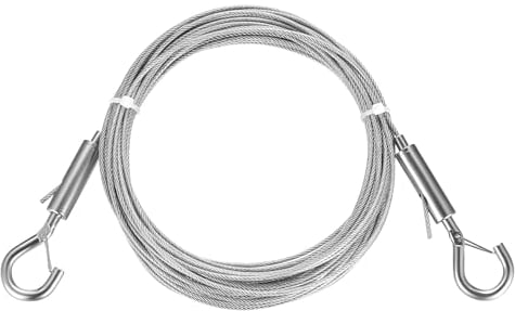 Cable Acero Trenzado, 2mm x 10m Cable de Acero Inoxidable, Cuerda de Alambre Ajustable, Cuerda de Acero Inoxidable, Cable de Alambre con 2 Ganchos para Colgar Cuadros Espejos Luces