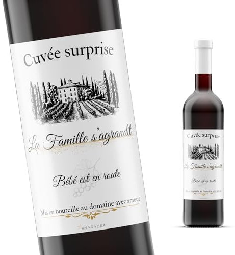 4 Etiquettes bouteille de vin annonce grossesse | Annonce grossesse famille et amis | Annonce naissance originale