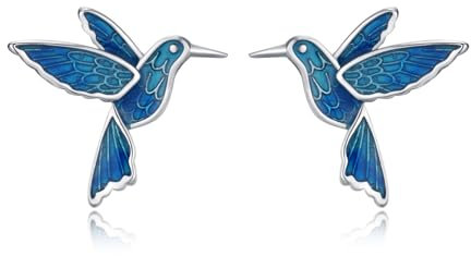 Kolibri Ohrringe 925 Sterling Silber Vogel Ohrringe Tier Ohrstecker Kolibri Schmuck Geschenke für Damen Frauen Mädchen Kolibris Liebhaber