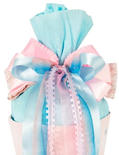 BOFUNX Schultütenschleife Rosa Blau Herz Zuckertüten Schleife für Mädchen - 60×20cm Schultüte Zuckertüte Deko Schulanfang Einschulung Deko
