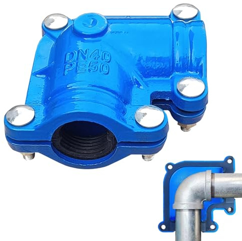 GYYGRY Rohrbogenschelle 1-1/2 Zoll (DN40) 90 Grad kurzer Radius PPR/PE/Eisenrohr Muffenanschluss blau Eisen 2,8 kg