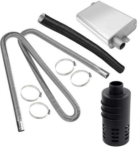 Inscrip Air Diesel Heater Repair Set, 200cm Stainless Steel Diesel Heater Exhaust Pipe 24mm + Exhaust Silencer Muffler + 25mm Air Intake Filter Air Intake Pipe For Air Diesel Gas Vent Hose Heating