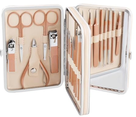 Nail Clippers 21 Piece Set, Stainless Steel Rose Gold Nail Clipper Set, Household Tools