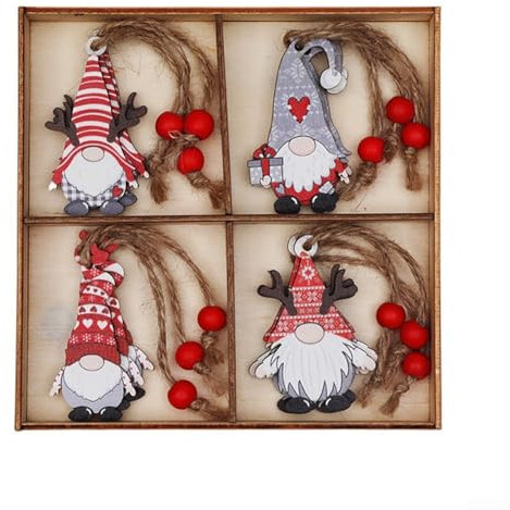 2022 Neueste Holz Weihnachtsbaumschmuck Set mit 12 Zwergen Ornamenten (3#)