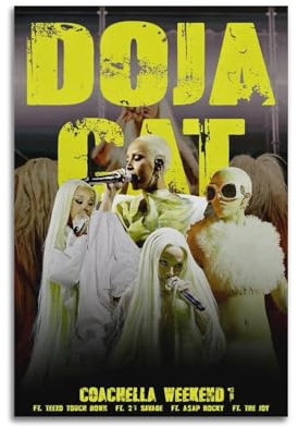 Band-Album-Cover, Doja Cat Coachella, Musikalbum-Cover, Rock-Wand-Collage-Set, Band-Poster, Raumästhetik, Poster, Albumcover, signierte limitierte Poster, Leinwand-Wandkunst für Wanddekoration, 30,5 x