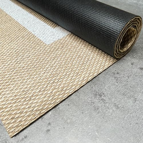 STORESDECO Alfombra vinílica de Tejido Trenzado Premium de Alta Gama. Lavable Antideslizante y extraplana. Materiales de máxima Calidad Resistentes Rectángulo Blanco 120x180 cm