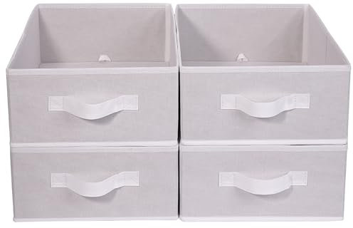 JAKAGO Wardrobe Storage Organiser 4 Pack,Foldable Superior Clothes Drawer Organisers 39 x 29 x 14 cm, Storage Boxes for Clothes Shirts Pants Towels Toys (White)