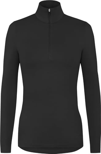 Damen Merino Zip Langarm-Shirt Outdoor Wollpullover mit Reißverschluss - 100% Merinowolle Pullover mit 1/4 Zip