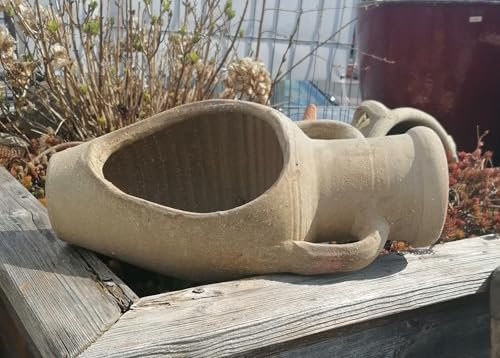 Generisch B-Ware ! Rustikale offene bepflanzbare Amphore ca. 40 cm hoch mit Henkel aus Terracotta Terrakotta Vase Liegeamphore Blumentopf Pflanzgefäß Pflanzamphore