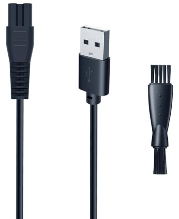 wotdmu Replacement Charger Cable for SHPAVVER GK-1800/RS8993 - USB-A to DC 5V 1A Fast Charging Cord with Cleaning Brush, Compatible with Shpavver Electric Beard Trimmer Shaver for Travel
