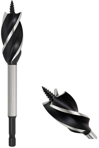 24mm X 165mm Foret à Bois Hélicoïdal,Wood Twist Drill Bit for Softwood, Hardwood, Forets Bois Long Pour Bois Dur, Bois Tendre, Meche Bois,Avec Pointe De Centrage Et Tige E 9.5