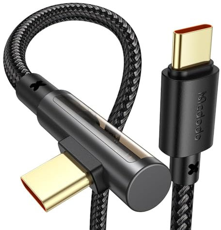 mcdodo Cavo USB C a USB C 90 Gradi 100W PD 3.0, Ricarica Rapida e Trasmissione Dati Trasparente 1.8m per iPhone Samsung iPad MacBook, Cavo Type C to Type C per Laptop PC