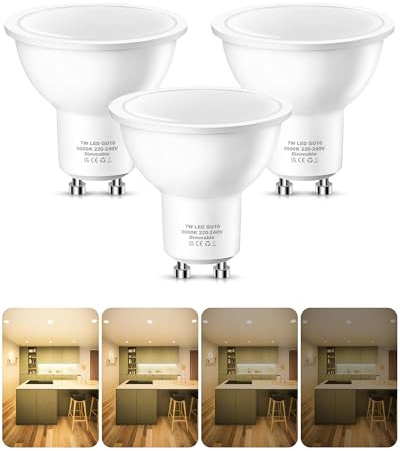 Flaspar GU10 LED Light Bulbs Dimmable Warm White 3000K 60W Equivalent 3Pack
