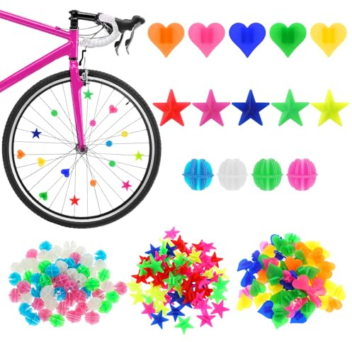HJZHII 210 Stück Fahrrad Speichenperlen, Kunststoff Clip Perlen, Bunte Fahrradspeichen Dekorationen, Speichenzubehör für Fahrräder, Zubehör für Mädchen und Jungen