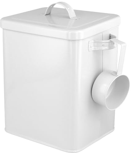 HEIYUET 6L Metall Waschpulver Aufbewahrungsbox, 18,5x15,5x23cm Waschmittel Aufbewahrung mit Dosierlöffel, Metall Waschpulver Box, Futter Container, Aufbewahrungsbox für Kekse, Kaffeebohnen