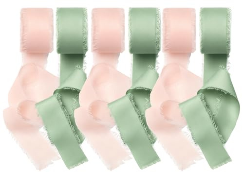 Chiffonband, 6 Rollen 4cm x 30m Schleifenband, Schleifenband Champagner | Seidenband für Hochzeitseinladungen Brautsträuße Geschenkverpackungen DIY Arbeiten