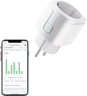 Jinvoo Smart Steckdose, WLAN Steckdose mit Strommessung, WiFi Smart Home, kompatibel mit Alexa und Google, steuerbar via Smart Life App, kein Hub erforderlich