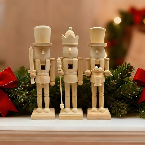 Nussknacker Bemalen - Nussknacker Figur 25.5 cm aus Holz zum Selbstgestalten - Weihnachts Dekofigur zum Bemalen - Weihnachtsfigur Adventsfigur Holzfigur Holzsoldat DIY Tisch Deko Basteln Weihnachten