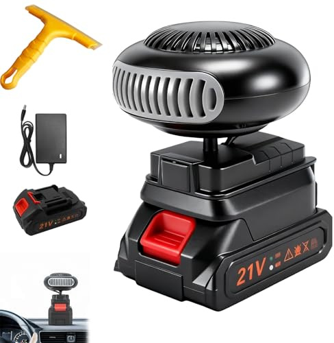 Heizlüfter Mit Akku, Auto Heizlüfter Mit 360°Drehung, Standheizung Auto, Wiederaufladbare Heizung Mit Usb-Anschluss Für Camping, Zelt, Dreirad, Büro, Auto, Golfwagen (1 Batterie, 5 Abschnitte)