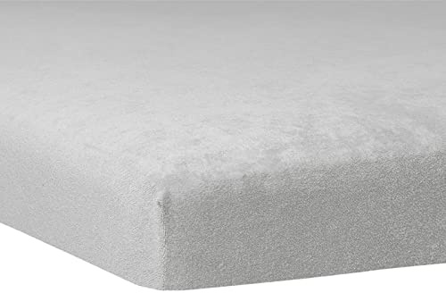 TRAUMSCHLAF weiches, elastisches Flausch Biber Boxspring Topper Spannbettlaken mit Rundumgummi, Größen 180x200 cm - 200x200 cm, Platin