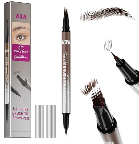 W3W 4D matita sopracciglia make up, penna sopracciglia effetto pelo,matita sopracciglia microblading,waterproof eyebrow pencil,4D Quadrato angolato + Ultra-Fine,03 Dark Brown(Marrone scuro)