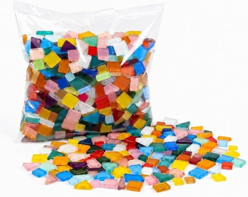 MUXHEL 1Kg Mosaiksteine Bunt, 1000g Mosaiksteine zum Basteln, Mosaik Steine Bunt, Kristall-Mosaik-Fliesen, Glasmosaiksteine Bastelmix, Glasmosaiksteine bunte für Heim Deko, Kunsthandwerk