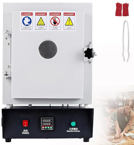 KPOUYYDS Forno di Cottura da Tavolo, Forno Elettrico, Forno a muffola da Laboratorio per Ceramica a 1150 °C, cavità Interna: Forno di sinterizzazione 20x15x15cm per progetti Fai da Te Standard