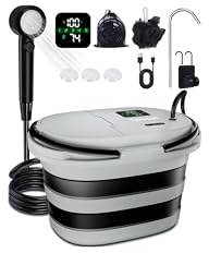 Spopal Douche Portable,Longue Durée,Unité Intégrée de 20L | Douche Camping,IPX8,13000mAh,Pliable, écran LED,5 Vitesses Réglables,pour Fruits,Bain des Animaux Domestiques,Voyages
