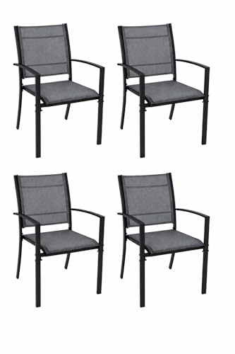 DEGAMO Stapelsessel Pino 4-er Set, Metall anthrazit + Textilgewebe grau, stapelbar, Outdoor, modern