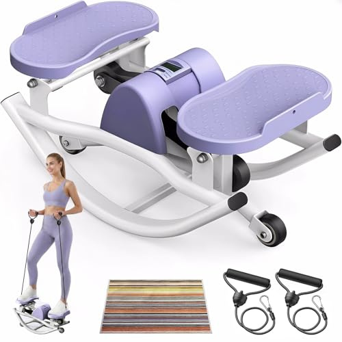 ExeractFit Upgraded Rock Stepper für Zuhause, Seitliche Bewegung Home Twist Stepper Side Steppers Leiser Gelenkschonend für Hüften, Beine, Gesäß, Widerstandsband und Antirutschmatte