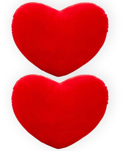 RQcMid Herzkissen Set, 2 Flauschige Herz Kissen In Rot, 20 cm, Süße Plüschkissen Für Wohnzimmer, Schlafzimmer Und Als Romantisches Geschenk