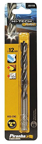 Piranha Hi-Tech Bullet HSS-CNC Metal Drill Bit, 12 mm