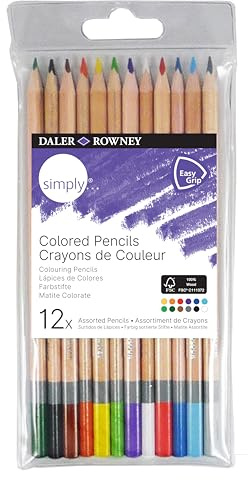 Daler-Rowney simply coloured colouring pencils 12 assorted colours set