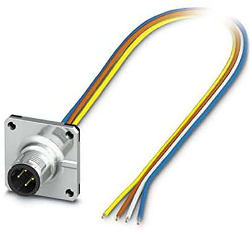 PHOENIX CONTACT SACC-SQ-M12MSD-4CON-25F/0.5 Sensor/Aktor Einbaustecker, 4 Polig, D Kodiert, mit 0.5m TPE-Litze, 4 x 0.34mm² Anschlussquerschnitt