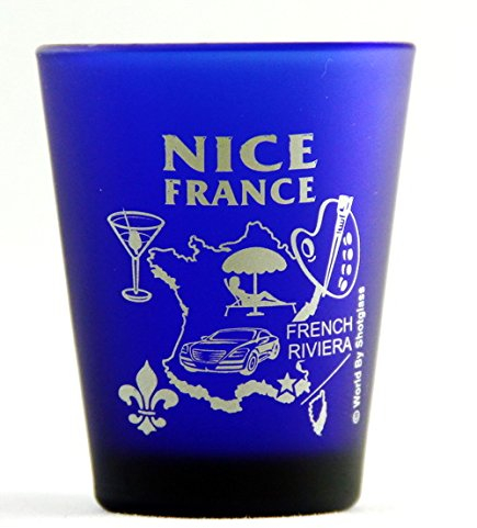 Nice France Cobalt Blue Frosted Shot Glass
