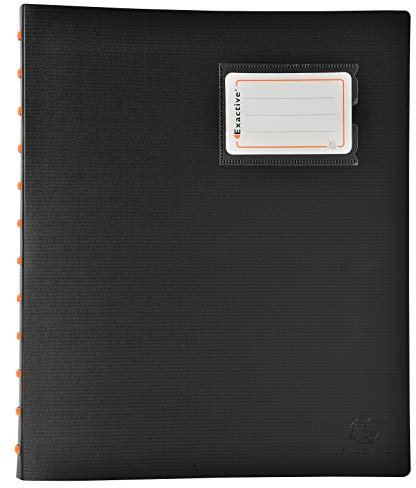 Exacompta - Réf. 86334E - 1 Protège-documents Exactive amovible à anneaux avec 30 pochettes détachables - 60 vues - 5 intercalaires couleur avec porte étiquette - pour A4 - couverture rigide noire