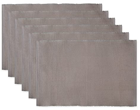 DII Basic Everyday Tischset, gerippt, 100% Baumwolle, 33 x 48 cm, Grau, 6-teilig