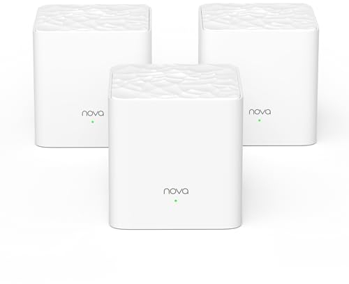 Tenda Nova MW3 Mesh WiFi System, Whole Home WiFi Mesh System, Dual-Band AC1200, Easy Setup, Replaces WiFi Router and Extender, Works with Alexa, Parental Control, 2-3 Rooms WiFi Coverage, 3-Pack