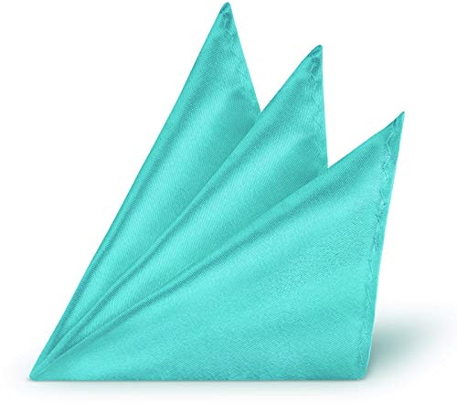 StickandShine Einstecktuch Türkis einfarbig uni aus Polyester Ränder genäht 22 x 22 cm