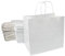 Extiff Lot de 50 Sacs Cabas Blanc en Papier Kraft avec Poignées -26 x 17 x 24 cm Sac de Courses/Emballage cadeau pour Anniversaire, Noël, Mariage...