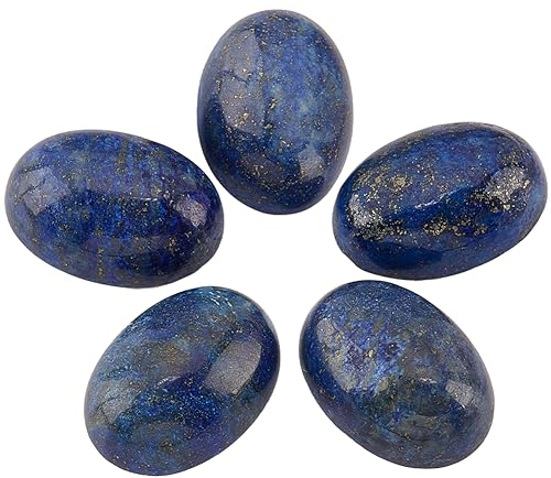 PandaHall 5pcs 18x13mm Oval Natürliche Lapis Lazuli Edelstein Cabochons Flache Rückseite Chakra Stein Stücke Kein Loch für Schmuck Handwerk Armband Halskette Herstellung