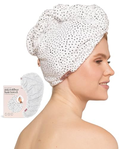 Kitsch Mikrofaser-Haarhandtuch – schnell trocknende lockige Haarwickel für Frauen nasses Haar,Mikrofaser-Handtuch für Haare,Haartücher für Frauen,Haarturban für nasses Haar (Mikropunkt)