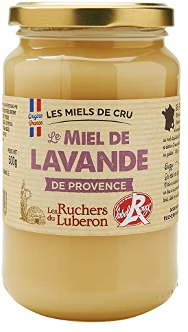 Les Ruchers du Luberon - Miel Lavande IGP / Label Rouge 500 g - Miel de Cru Francais - Naturel - Non Filtré - Naturellement Cristallisé