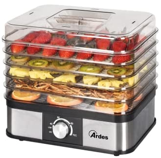 ARDES | AR1K15 Essiccatore Alimentare per Frutta Verdura Funghi Disidratazione Rapida - 5 Ripiani Lavabili, Temperatura Regolabile, 245 W, Plastica
