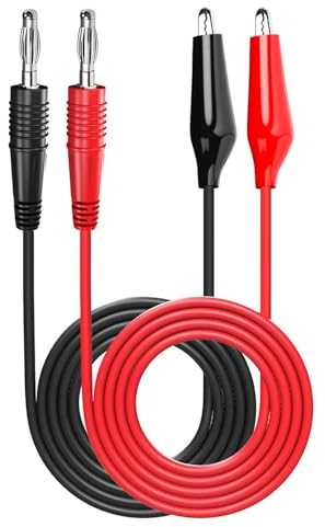Cleqee 2PCS 4mm Banana Plug to Crocodile Clips Test Leads Alligator Clips Soft Flexible Cable Wire 3.3ft/1m for Multimeter Electrical Testing Red&Black
